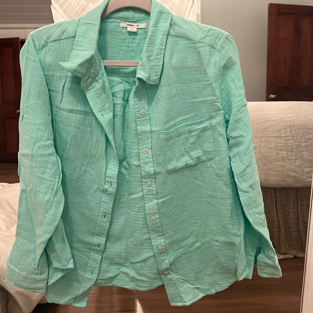 COPY - O’Neill turquoise muslin/cotton blend S button down